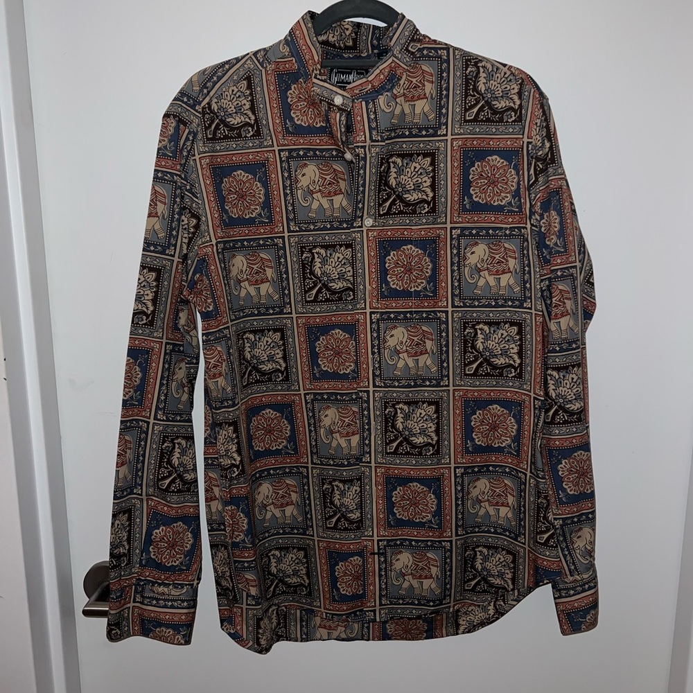 gitman brithers vintage elephants button up, mens medium